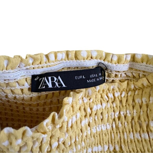 NWT ZARA Yellow Dot Crop Top Size L - Picture 7 of 10